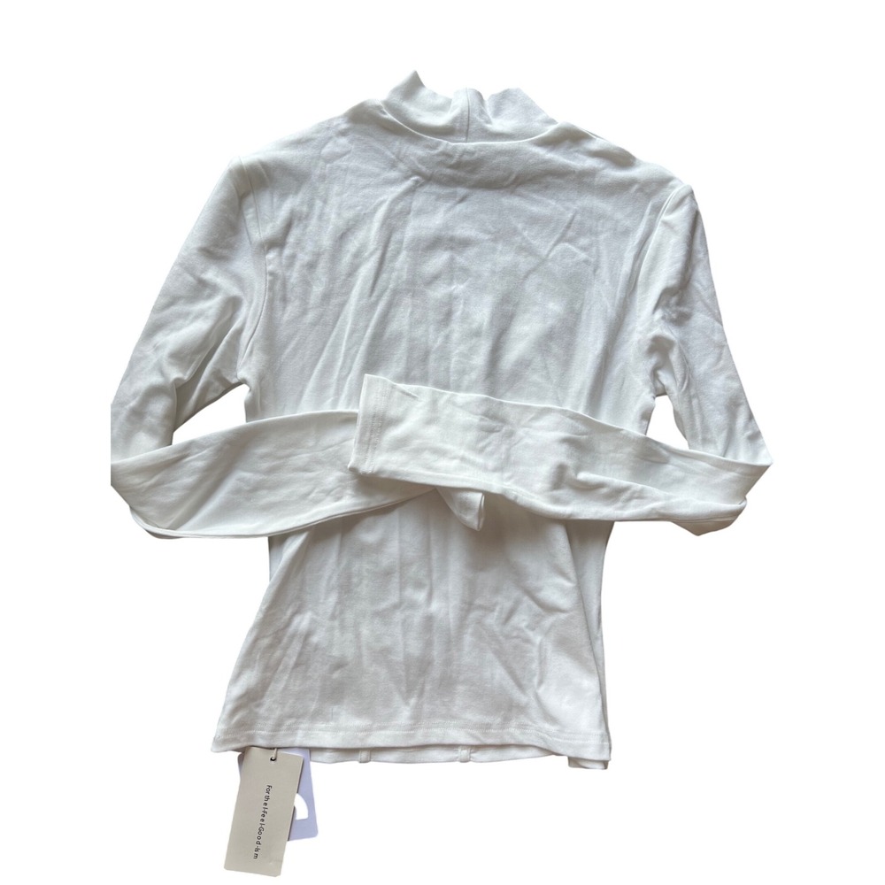 Commense Corset Top‎ Mock Neck Long Sleeve Ribbed Fitted Bodysuit White S - Picture 6 of 7